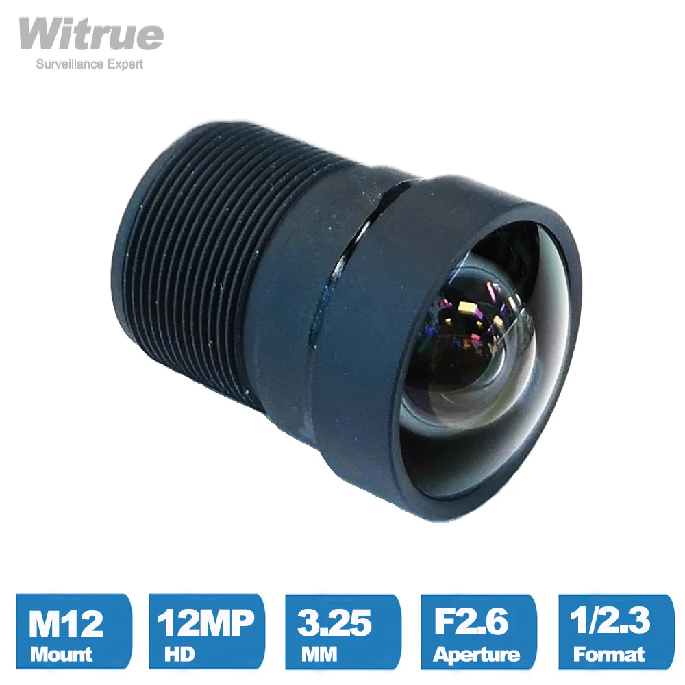 Witrue 왜곡 없는 렌즈, 액션 스포츠 카메라용, 650nm IR 필터, 12MP 3.25mm M12 마운트, 1/2 인치 F2.6