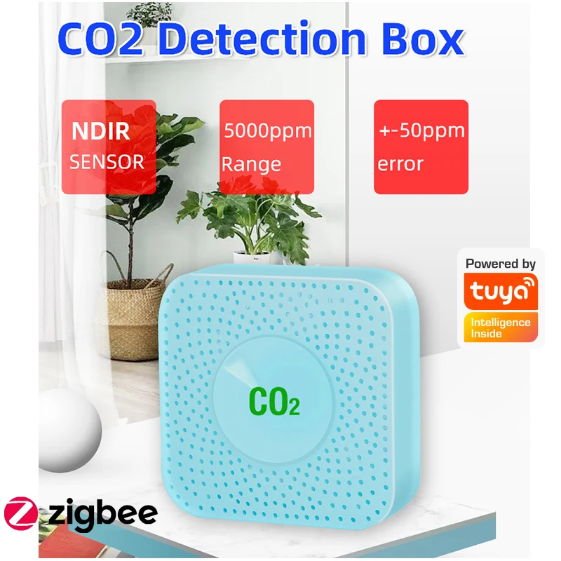 ZigBee-Tuya CO2 센서 NDIR 고정밀 스마트 홈 연결된 Co2 감지기, 공기 모니터 가정용 스마트 라이프 앱