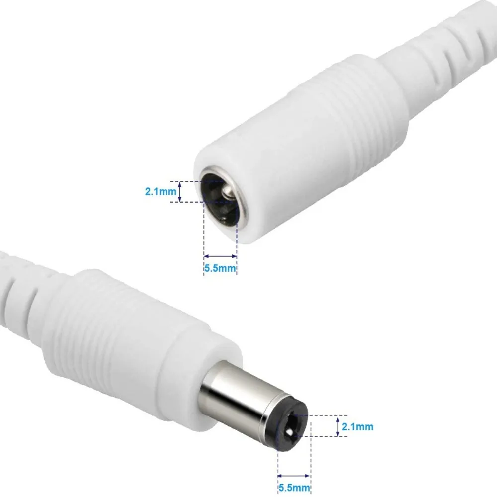 CCTV 카메라용 전원 어댑터 연장 케이블, 암수 전원 코드, 연장 와이어, DC12V, 5.5x2.1mm