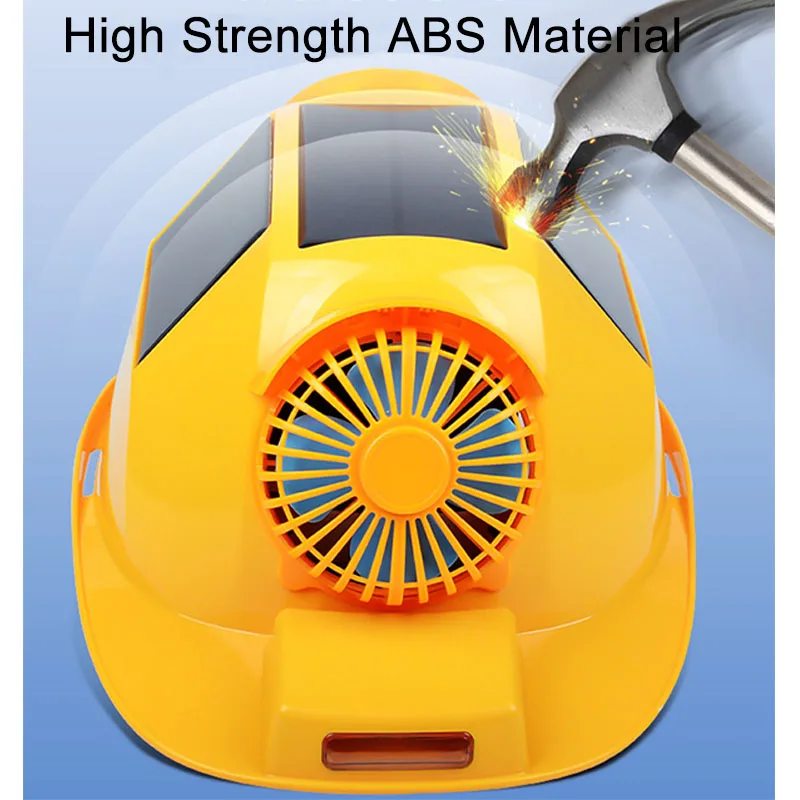 태양광 발전 양면 팬 안전 헬멧, 야외 보호 건설 하드 햇, ABS 소재 작업장 모자, 3 태양 전지판 사용