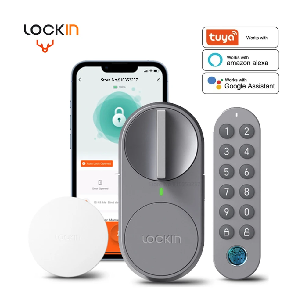 Lockin 스마트 문짝 잠금 장치, 투야 G30 프로, 지문 비밀번호, 휴대폰 잠금 해제, 자동 키리스 잠금 장치, 지지대 스마트 홈, 알렉사, 구글 title=Lockin 스마트 문짝 잠금 장치, 투야 G30 프로, 지문 비밀번호, 휴대폰 잠금 해제, 자동 키리스 잠금 장치, 지지대 스마트 홈, 알렉사, 구글 