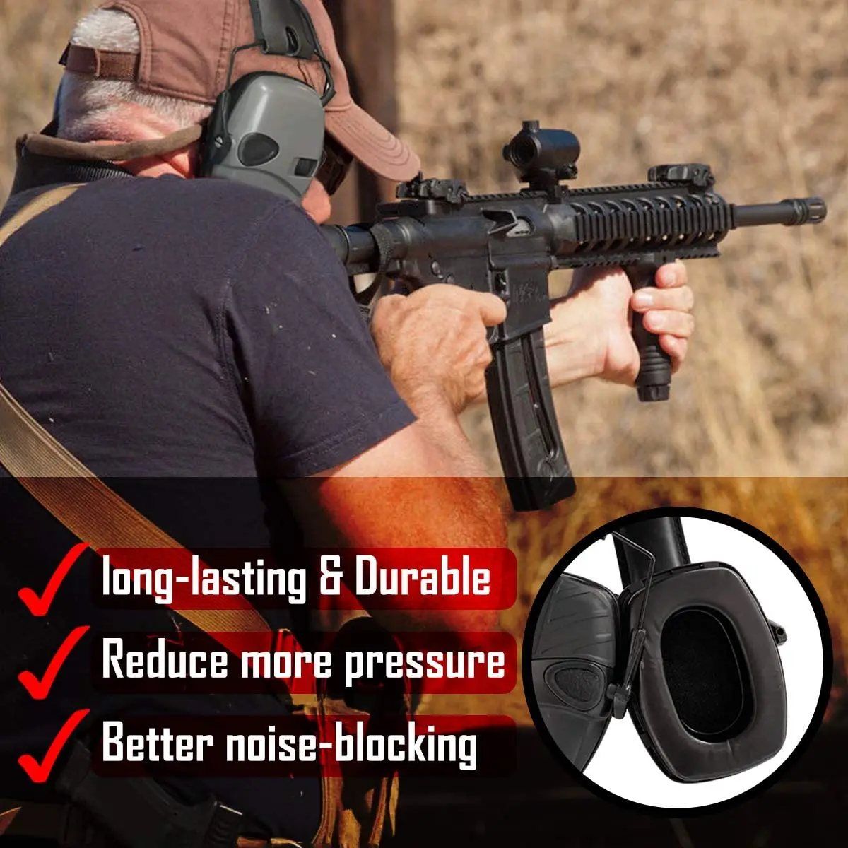 ZOHAN 젤 이어 패드, 하워드 레이트 바이 하니웰 임팩트 이어머프 전자 슈팅 이어 머프