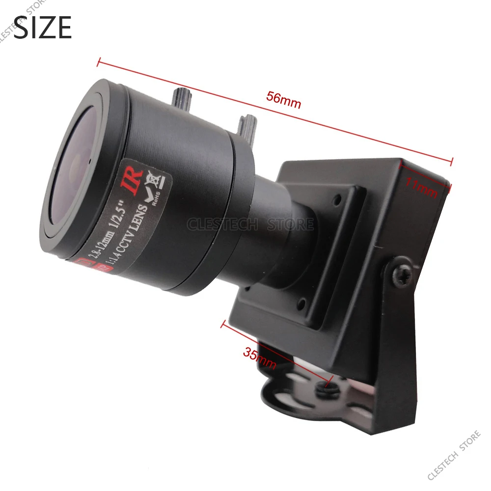 수동 초점 미니 CCTV 카메라, 2.8mm-12mm, 1200TVL 보안, 금속 마이크로 HD 아날로그, TV 가정용 자동차 650 필터, 브래킷 포함