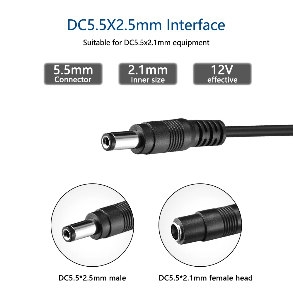 10M 20M DC 12 V 전원 연장 케이블 CCTV 카메라용 5.5mm x 2.1mm/20 FT DC 플러그 12 V 연장 코드