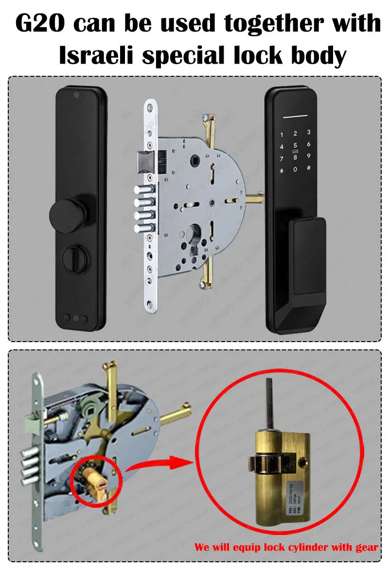 이스라엘 타입 도어 TTLOCK ASPP 지문 스마트 도어락, 전자 지문 디지털 잠금, 알렉사 구글 홈