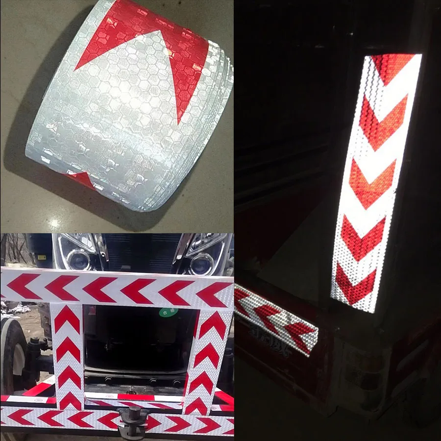 자동 접착 자동차 반사 스트립 스티커, 도로 경고 테이프, 화살표 스타일 장식 필름, 배리어 트레일러 안전 테이프, 10cm * 5m