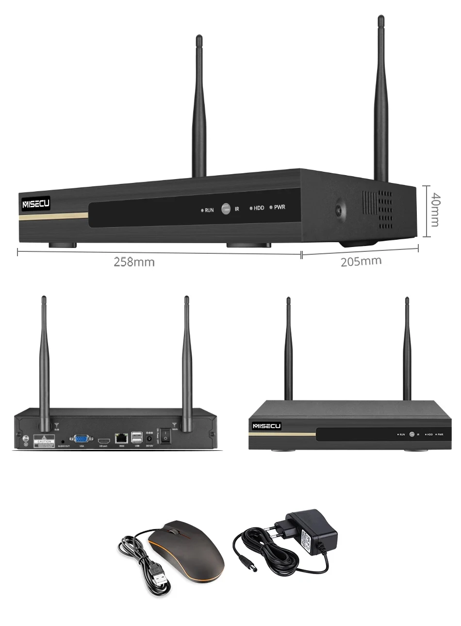 MISECU 와이파이 NVR 무선 NVR 녹음기, 무선 보안 시스템용 ONVIF 지원, H.265 CCTV NVR 보안 비디오 녹음기, 8CH, 3MP
