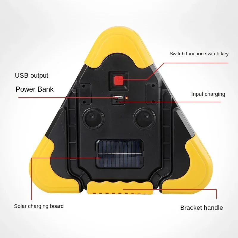 차량용 비상 고장 경고 삼각대, LED 조명, USB 충전 포트, 휴대용 3 인 1