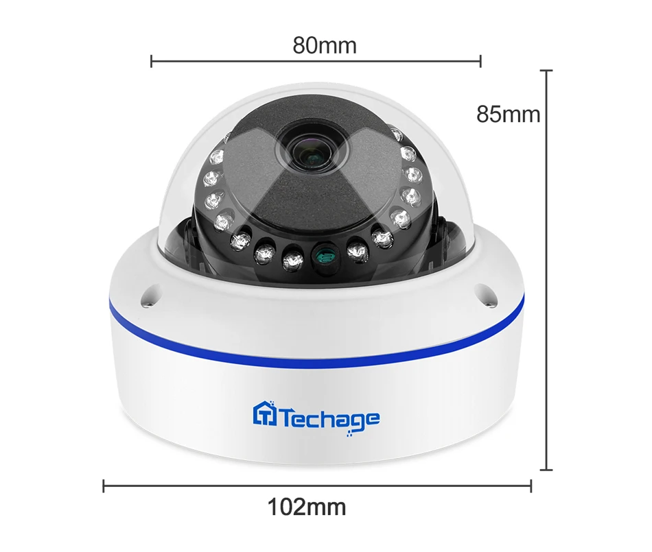 Techage 실내 돔 파손 방지 보안 POE IP 카메라, 적외선 야간 투시경, 단방향 오디오, AI 감지 스마트 캠, HD 5MP