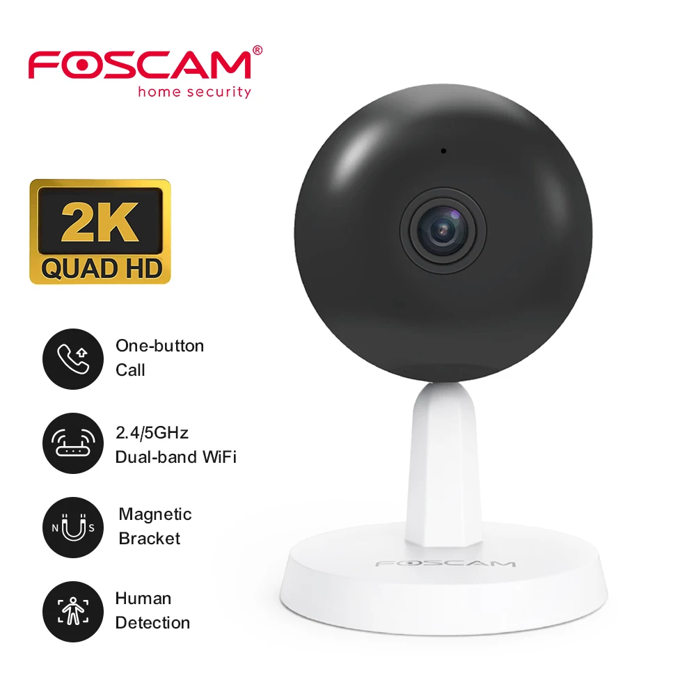 Foscam 듀얼 밴드 Wifi 무선 스마트 홈 보안 IP 카메라, AI 인간 감지, 원 단추 통화 베이비 모니터, X4 4MP title=Foscam 듀얼 밴드 Wifi 무선 스마트 홈 보안 IP 카메라, AI 인간 감지, 원 단추 통화 베이비 모니터, X4 4MP 