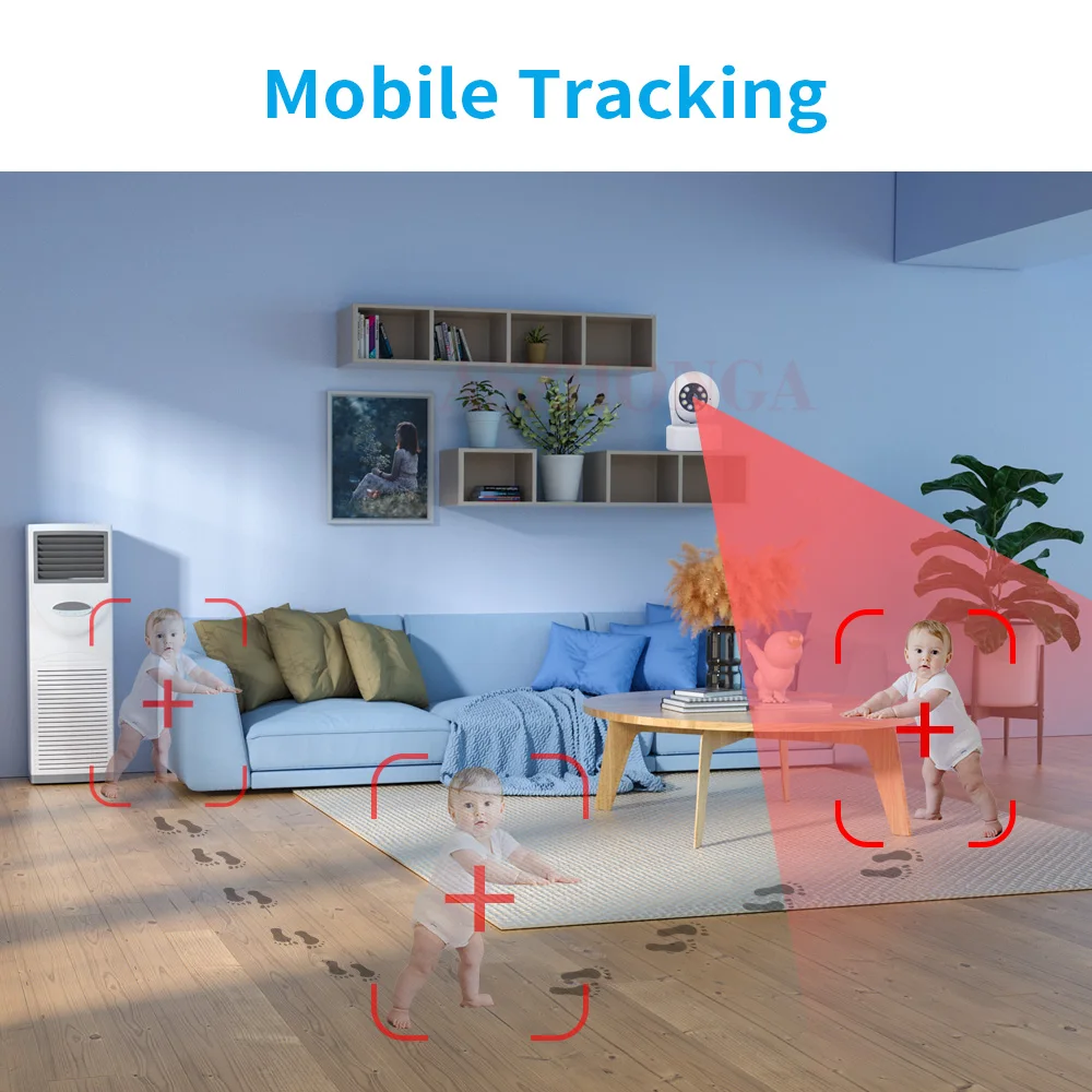 보안 보호를 위한 와이파이 감시 IP 카메라, HD 1080P, 4X 디지털 줌, 실내 PTZ 무선 보안 카메라, 모션 추적