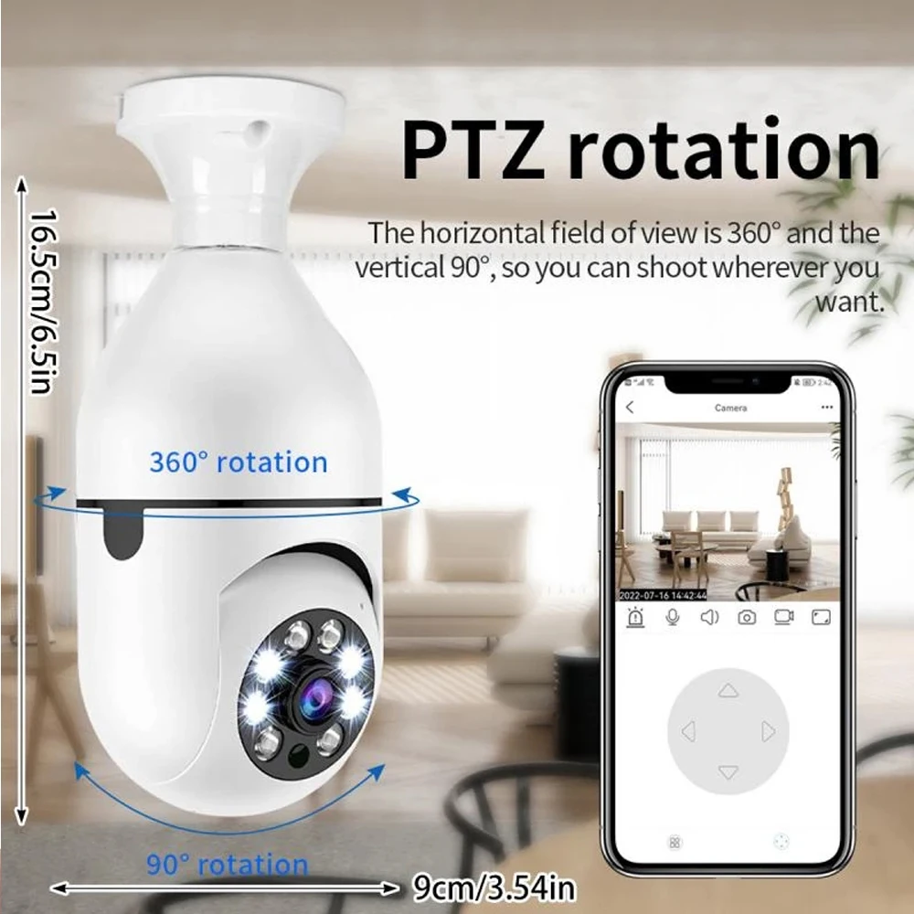 HONTUSEC-YI IOT 5G 2.4G 4MP Wifi 전구 카메라, 컬러 나이트 비전 보안 카메라, 양방향 오디오 자동 추적 PTZ 베이비 모니터