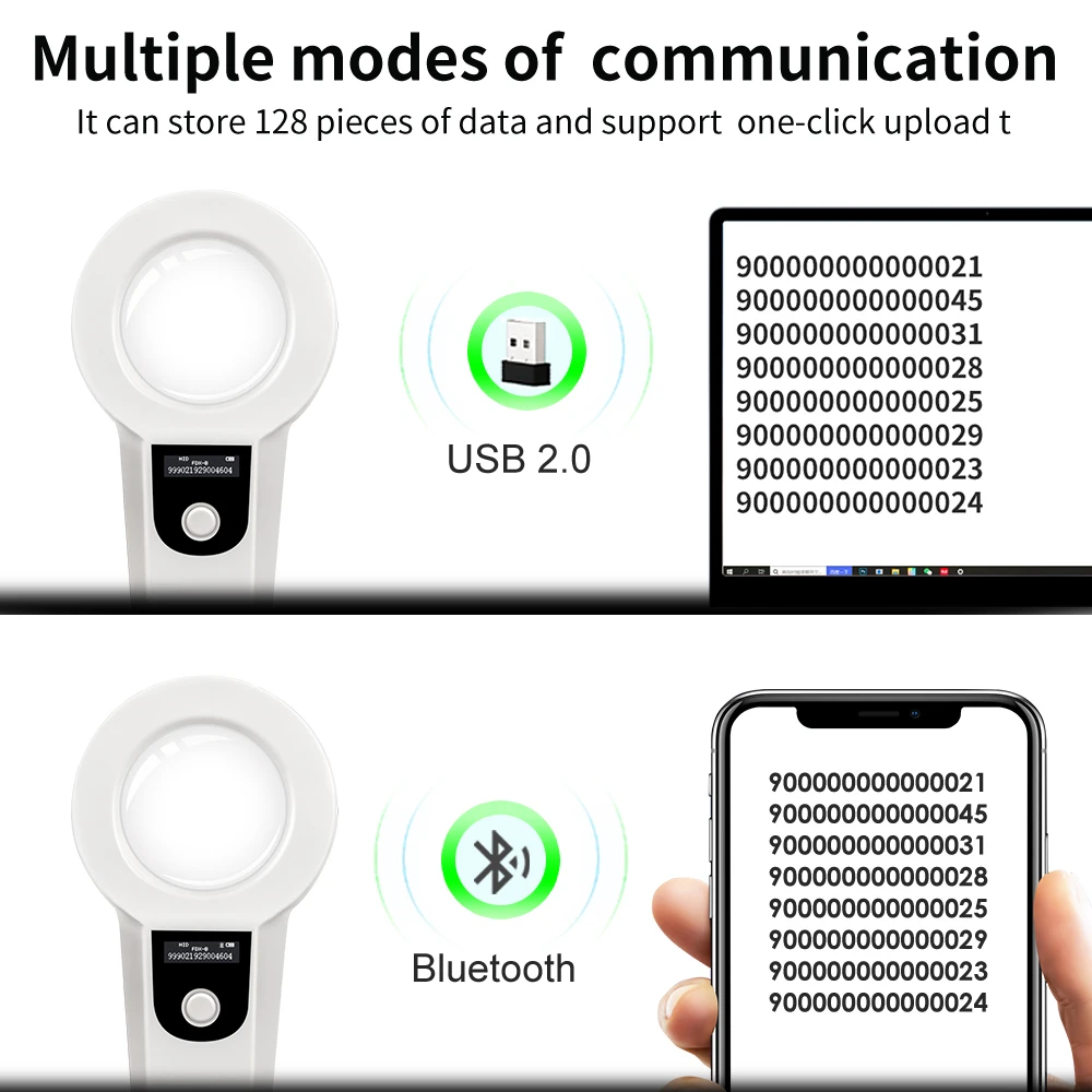 USB 블루투스 동물 칩 리더, 134.2KHz, 애완견 FDX-B EMID 마이크로 칩 스캐너, 확대경 포함, 강아지 새끼 고양이, 신제품