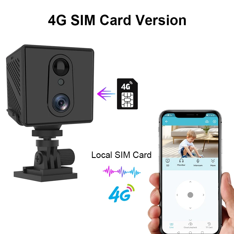 Vstarcam 4G SIM 카드 미니 카메라, 휴대용 자동차 카메라, IR 야간 감시 보안 캠, 3MP 1080P IP 카메라, 3000mAh 배터리