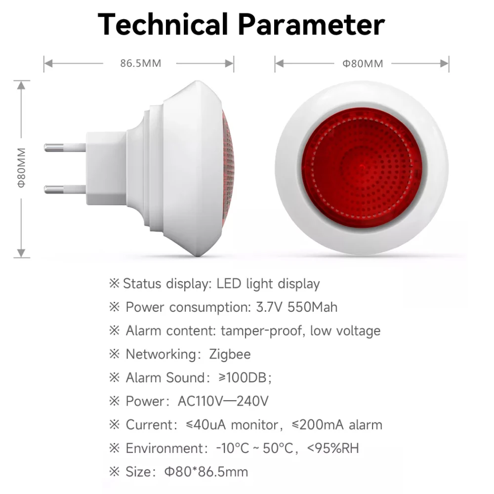 Meian-ZigBee 홈 보안 경보 시스템, 스마트 사이렌 알람, 투야를 통한 리모컨, 스마트 라이프 앱 게이트웨이, 100dB, 2 개