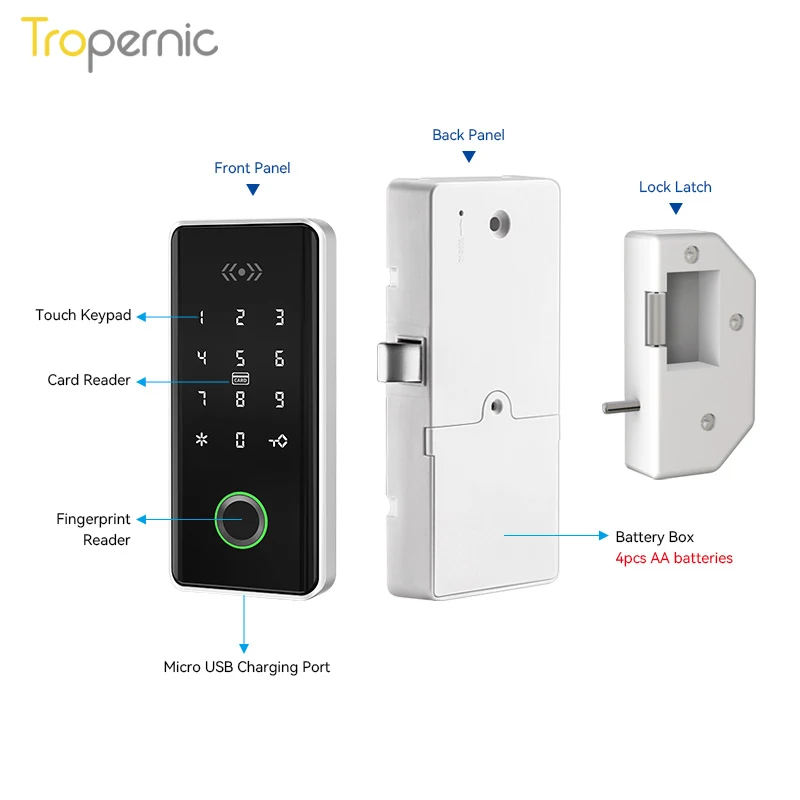 TTlock 앱 스마트 캐비닛 잠금, 사무실 보관함, 지문 서랍 비밀번호, 13.56mhz RFID 카드, 사우나 체육관 휴양지