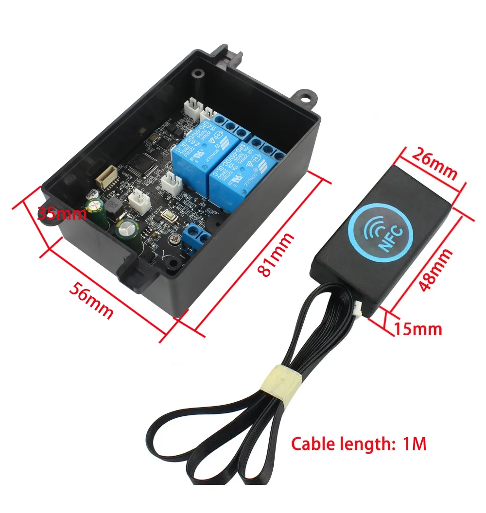 휴대폰 NFC 지문 릴레이 전기 잠금 제어 패널 IC 13.56mhz 듀얼 채널 릴레이 모듈, 자동차 도어 수정