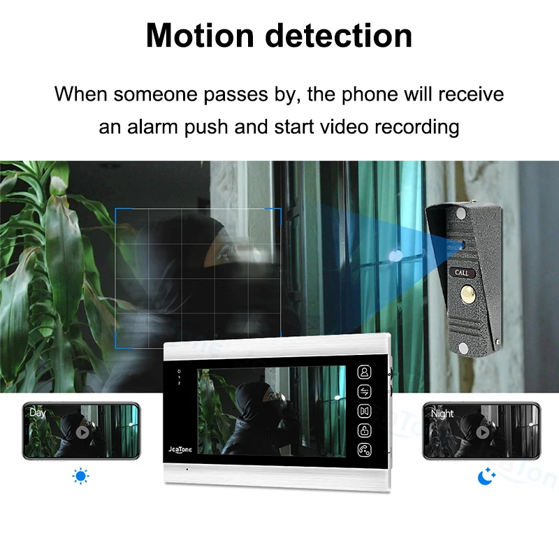 Jeatone 와이파이 비디오 인터콤, 투야 무선 리모컨 시스템, 다국어 실내 인터콤, 개인 주택, 7 인치, 1080P