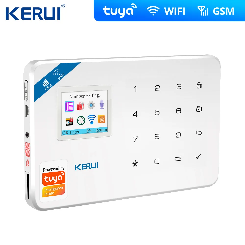 DIY Kerui Tuya W181 무선 Wifi 가정 경보 3MP Tuya 사진기 통제 LCD GSM 도난 경보기 체계 가정 안전 경보를 위해