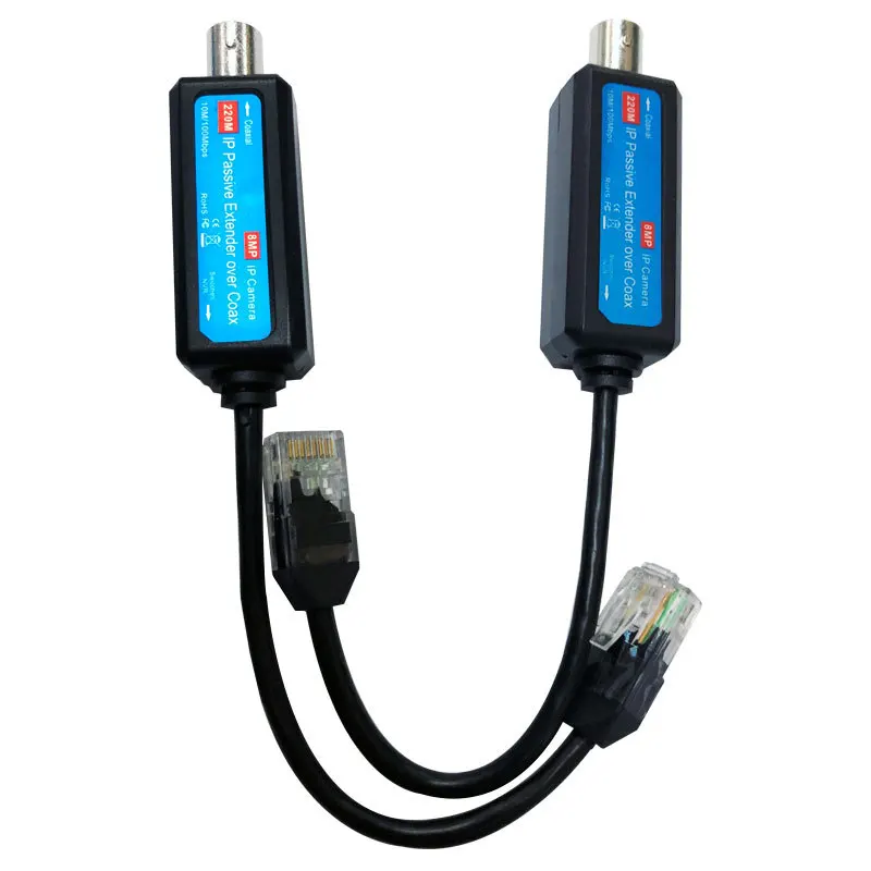 1 쌍 IP 네트워크 동축 송신기 수신기 익스텐더 IP NVR 카메라용 안전 전송 케이블 100Mbps IP-동축