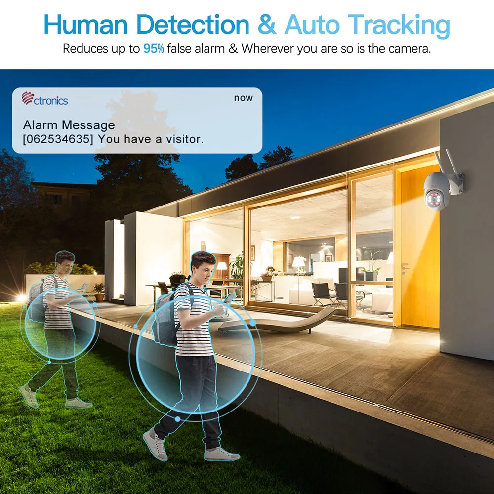 Ctronics 5MP WiFi 카메라 야외 PTZ 360 보안 IP 카메라 인간 감지 자동 추적 CCTV 4MP 1080P 컬러 나이트 비전 양방향 토크