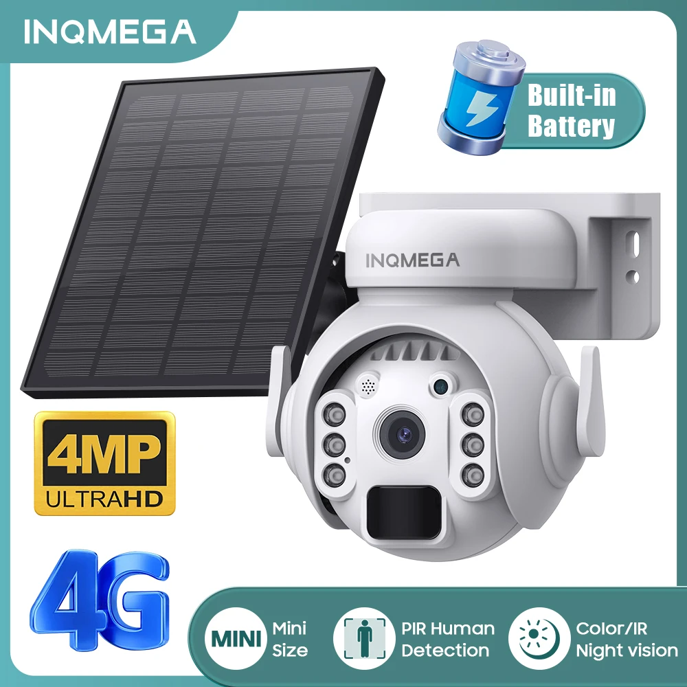 INQMEGA 4G 태양광 보안 카메라, 야외 와이파이, 사람 감지, 충전식 배터리, IP65 방수, 4MP, 3MP title=INQMEGA 4G 태양광 보안 카메라, 야외 와이파이, 사람 감지, 충전식 배터리, IP65 방수, 4MP, 3MP