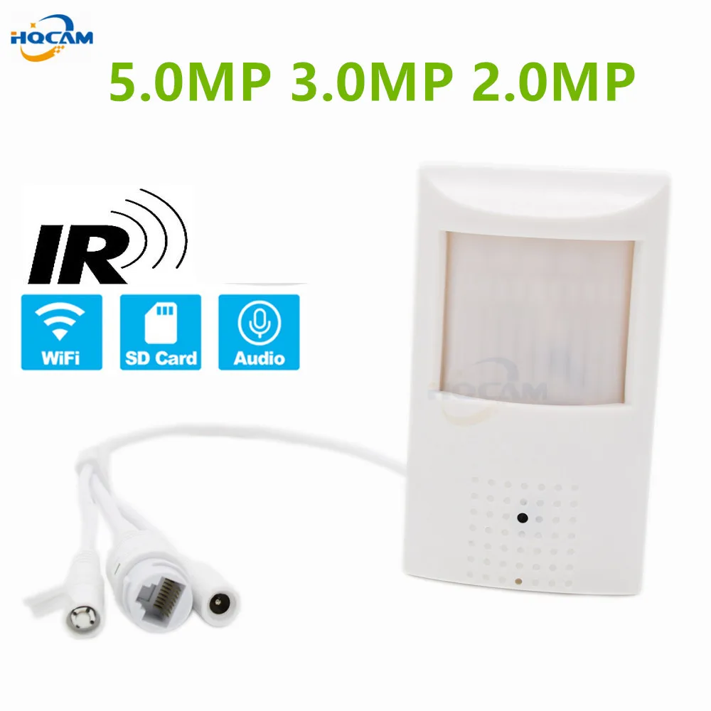 HQCAM WIFI TF 슬롯 2MP 3MP 5MP 2560x1920 PIR 스타일 실내 Onvif 무선 IP 카메라, 보이지 않는 940nm IR LED 내장 마이크 camhi