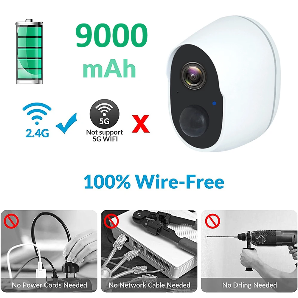 Tuya Smart Home Outdoor Security Rehent 3MP 9000mAh 배터리 태양 전지 패널 Wi -Fi 감시 카메라 보호 무선 CCTV 카메라