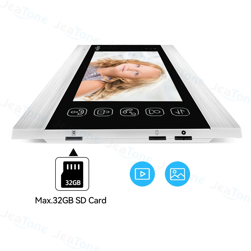 JeaTone 7 인치 실내 모니터 단일 비디오 도어 전화 초인종 인터콤 시스템 비디오 녹화 사진 촬영 실버 벽 장착