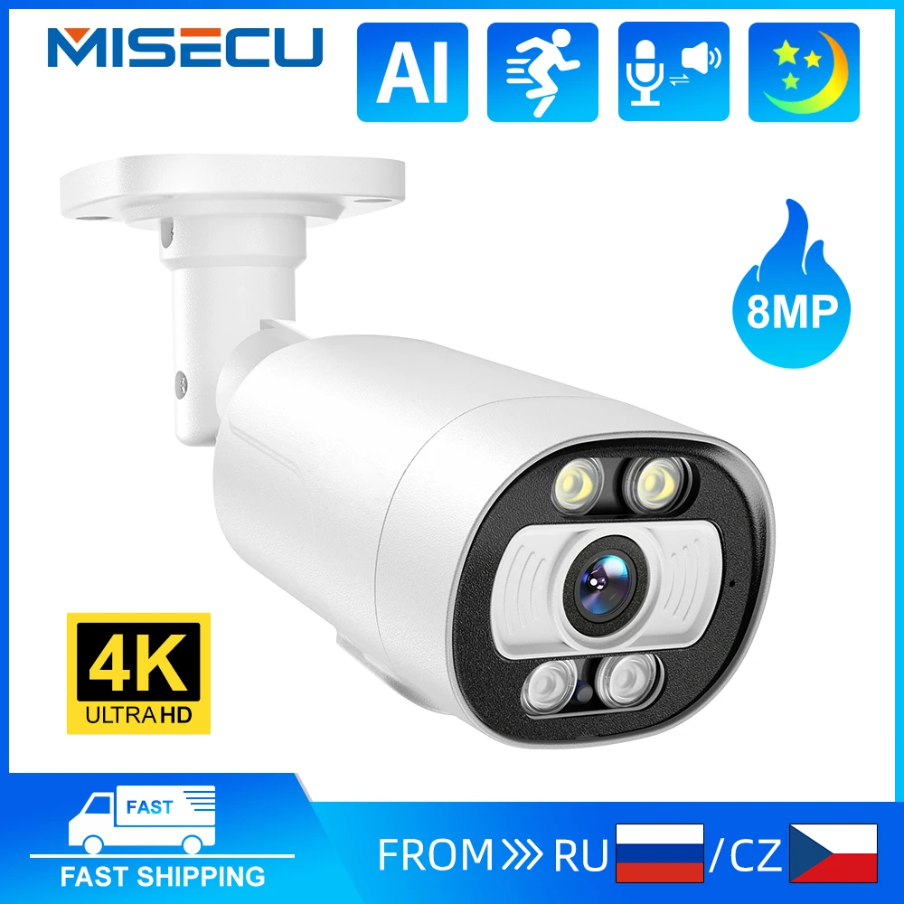 MISECU-4K POE 보안 카메라, 8MP 5MP 야외 CCTV 카메라, 양방향 오디오 풀 컬러 야간 투시경, 홈 보안 보호 title=MISECU-4K POE 보안 카메라, 8MP 5MP 야외 CCTV 카메라, 양방향 오디오 풀 컬러 야간 투시경, 홈 보안 보호 