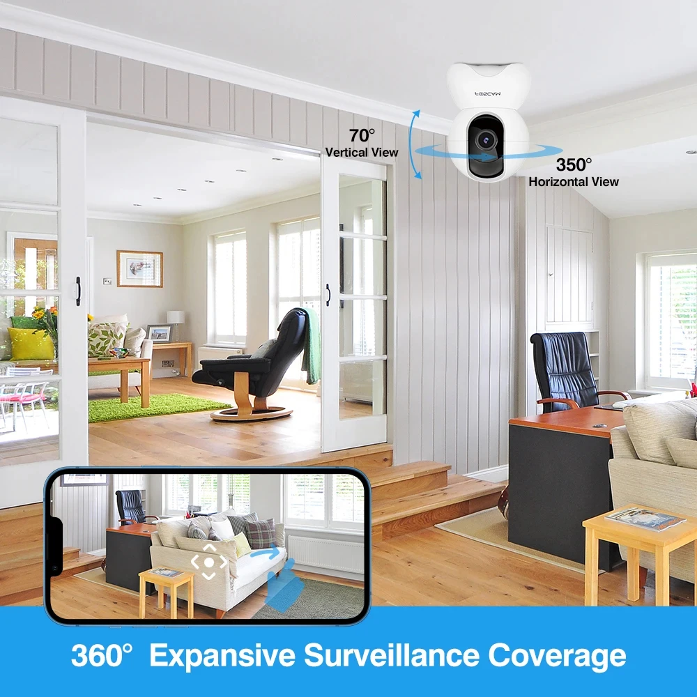 Foscam 와이파이 카메라 팬 및 틸트 양방향 오디오 베이비 모니터, 실내 캠, AI 감지 홈 비디오 감시 카메라, 5MP