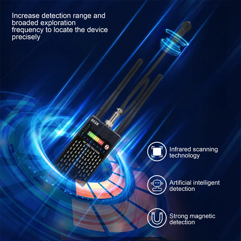 G618W 스파이 방지 무선 RF 신호 감지기 버그, G318 GSM 오디오 GPS 추적기, 카메라 도청 장치, 전문 신호 탐지기