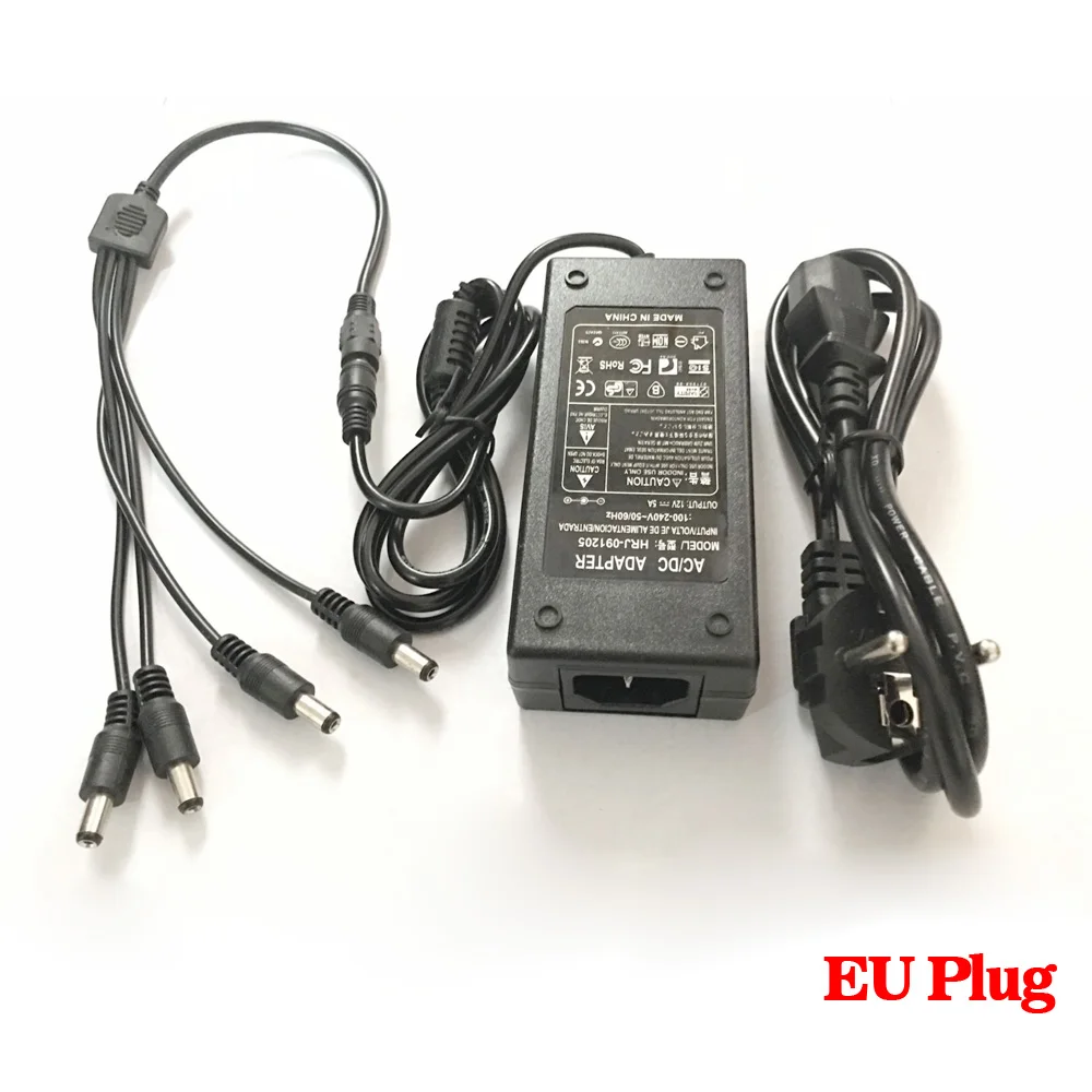 DC 12V 5a 4 포트 CCTV 카메라 AC 어댑터 전원 공급 장치 상자 CCTV 비디오 카메라, UK AU EU US 플러그 어댑터 충전기 야외 분배기