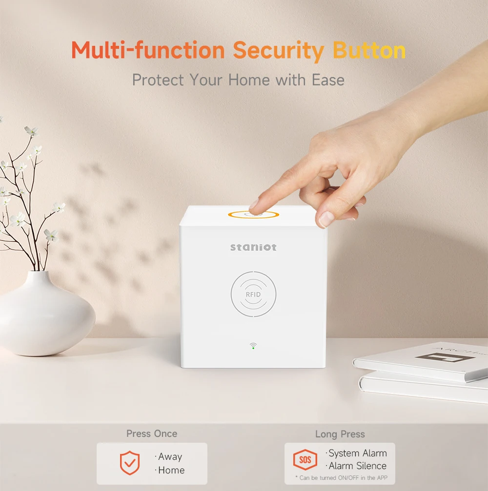 Staniot SecCube 3 경보 시스템 키트, 무선 WiFi, Tuya 스마트 보안 보호 지지대, RFID 앱 제어, Alexa와 함께 작동, 433Mhz