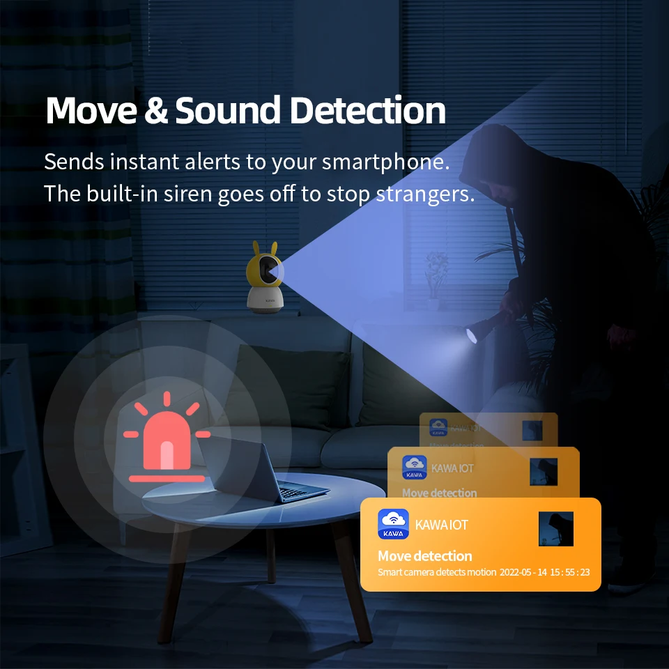 KAWA 2K IP 카메라, 와이파이 360 실내 비디오 감시 카메라, 보안 PTZ CCTV, 스마트 홈 무선 애완 동물 아기 모니터 추적 알렉사