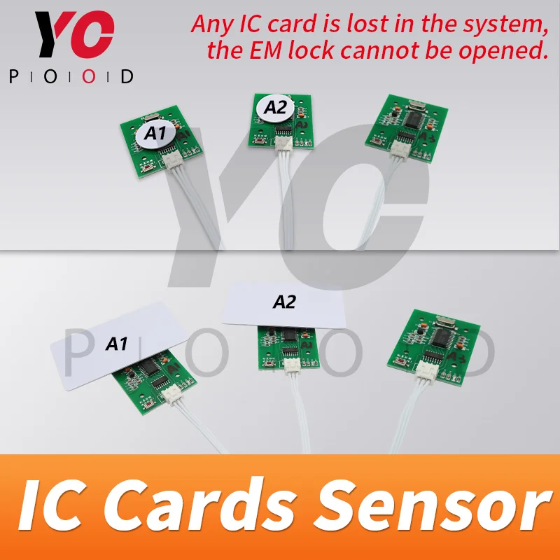 방 탈출 모험가 게임 소품 RFID 센서 소품, RFID 센서 위에 IC 카드 4 장 넣기, Maglock 열기
