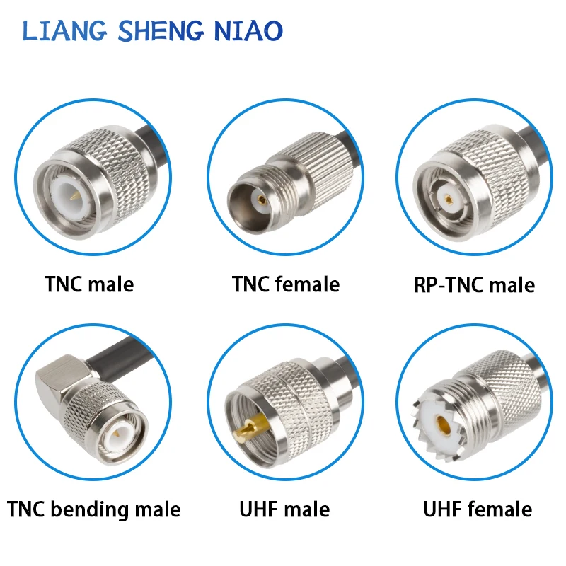 TNC 수-UHF 수 암 커넥터 동축 케이블, 피그테일 동축 케이블, UHF-TNC-UHF 수 케이블 라인, RG58, 0.3m-30m