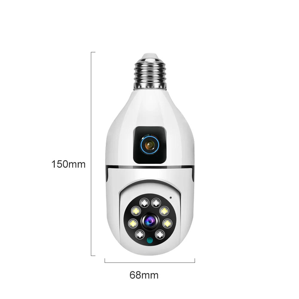 Yoosee 보안 보호 실내 스마트 홈 무선 E27 전구 카메라, 컬러 야간 투시경, 4MP 와이파이 듀얼 렌즈 카메라