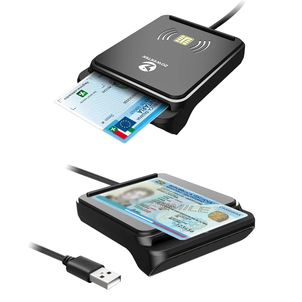 Zoweetek RFID NFC CIE ID 스마트 카드 리더기, 비접촉 및 접촉 칩 카드, DNI CRS CNS, Windows Mac과 호환 가능