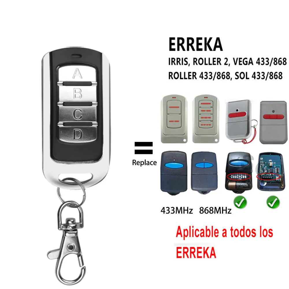 Erreka 아이리스 롤링 코드, 원격 제어 차고 도어 게이트, 명령 복사, 433.92MHz