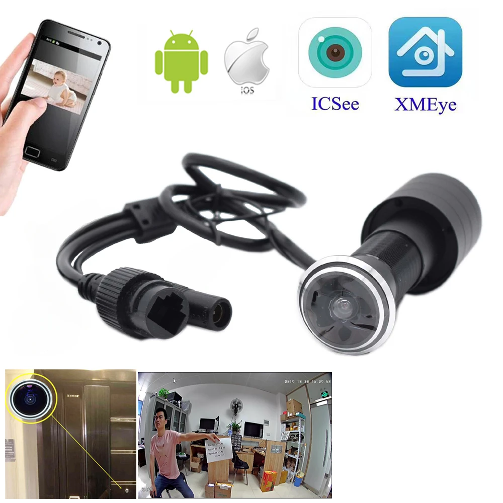 보안 무선 홀 아이 도어 IP 카메라 게이트 마당 스마트 캐비닛, 광각 어안 렌즈, 미니 구멍 CCTV, HD P2P Onvif, 1080P