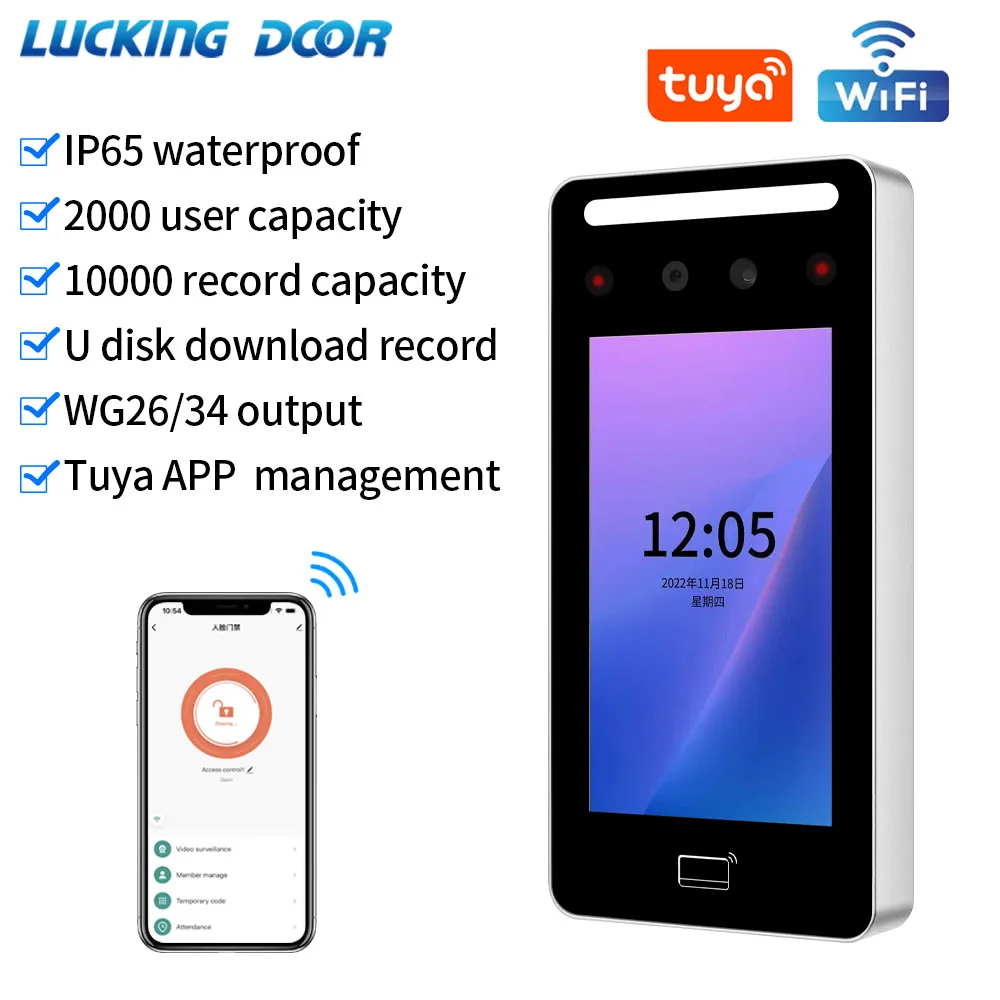 Tuya-5 인치 LCD 터치 스크린 야외 방수 앱, 생체 인식, 동적 얼굴 인식, 액세스 제어, 로그, 시간 출석 title=Tuya-5 인치 LCD 터치 스크린 야외 방수 앱, 생체 인식, 동적 얼굴 인식, 액세스 제어, 로그, 시간 출석 