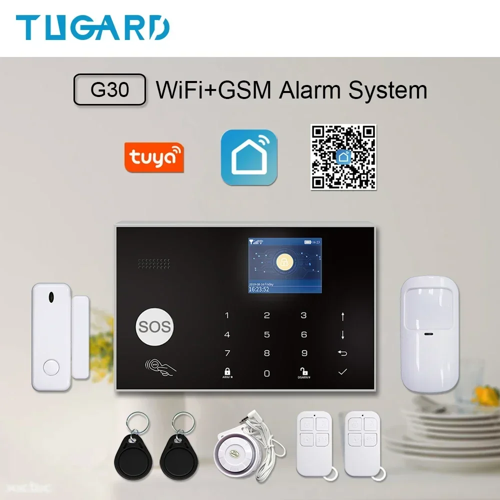 TUGARD 투야 무선 도난 경보 키트, 홈 보안 경보 시스템, 알렉사 구글 앱, 리모컨 와이파이 GSM, 433MHz title=TUGARD 투야 무선 도난 경보 키트, 홈 보안 경보 시스템, 알렉사 구글 앱, 리모컨 와이파이 GSM, 433MHz 