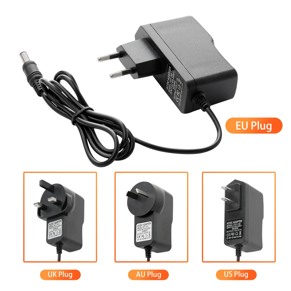 12V 1A AC 100V-240V 컨버터 어댑터 DC 12V 1A 1000mA 전원 공급 장치 3m, EU UK AU US 플러그 CCTV 카메라 시스템용 5.5mm x 2.1mm