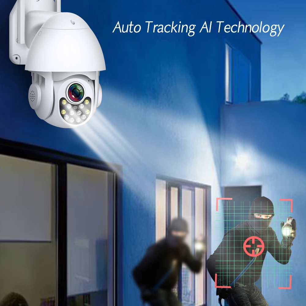 투야 와이파이 PTZ HD IP 카메라, 야외 비디오 감시 보안 카메라, 자동 추적 오디오 비디오, 무선 1080P CCTV, 2MP