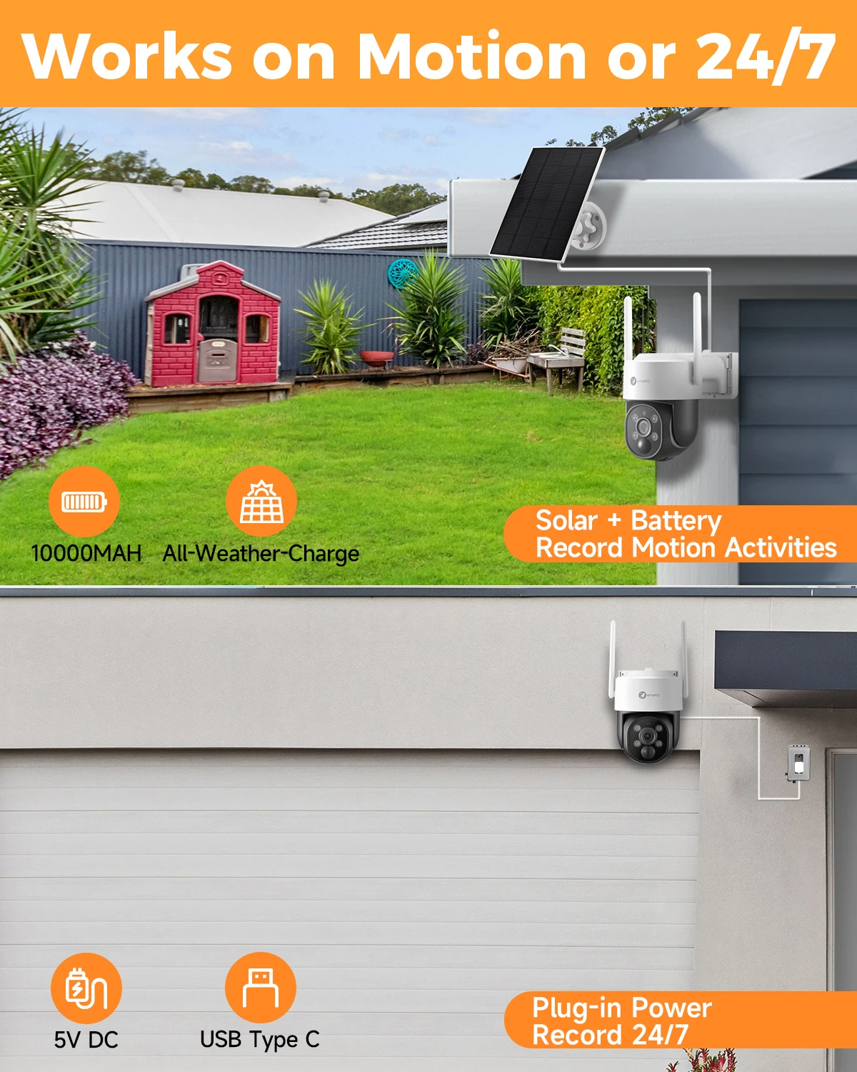 XMARTO 100% 무선 태양열 PTZ 홈 보안 카메라 시스템, 4 세트, 2K 4MP QHD CCTV 감시 키트 포함 와이파이 NVR, 4K, 10CH