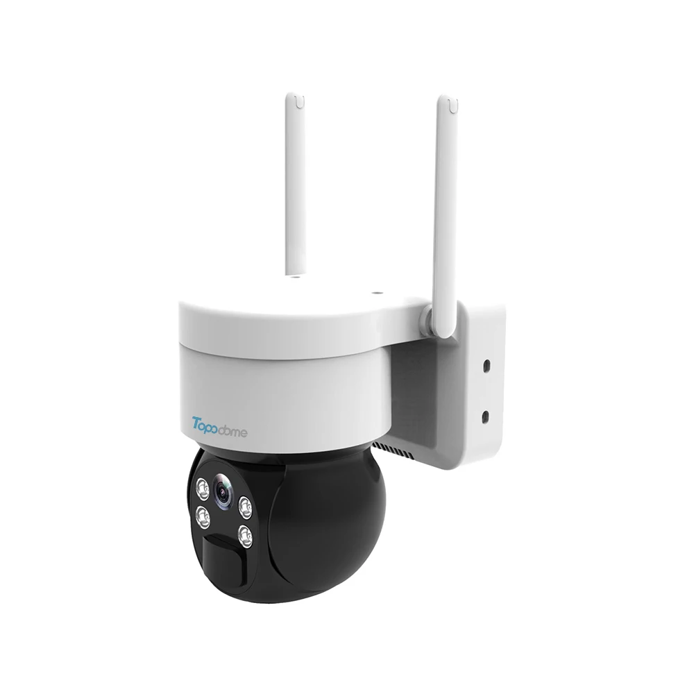 Topodome 음성 인터콤 저전력 태양 전지 패널 배터리, PIR 감지 투광 조명, 야외 PTZ IP 카메라, 3MP WiFi 4G SIM TF 카드