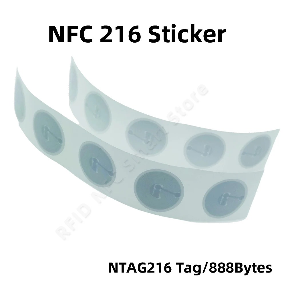 NFC 태그 NTG216 라벨 NFC 216 접착 라벨 스티커, RFID 13.56Mhz, 화웨이 공유 ios13 개인 자동화 단축키용, 10 개