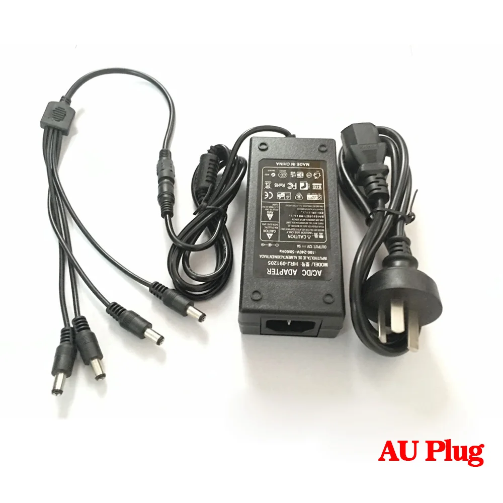 DC 12V 5a 4 포트 CCTV 카메라 AC 어댑터 전원 공급 장치 상자 CCTV 비디오 카메라, UK AU EU US 플러그 어댑터 충전기 야외 분배기