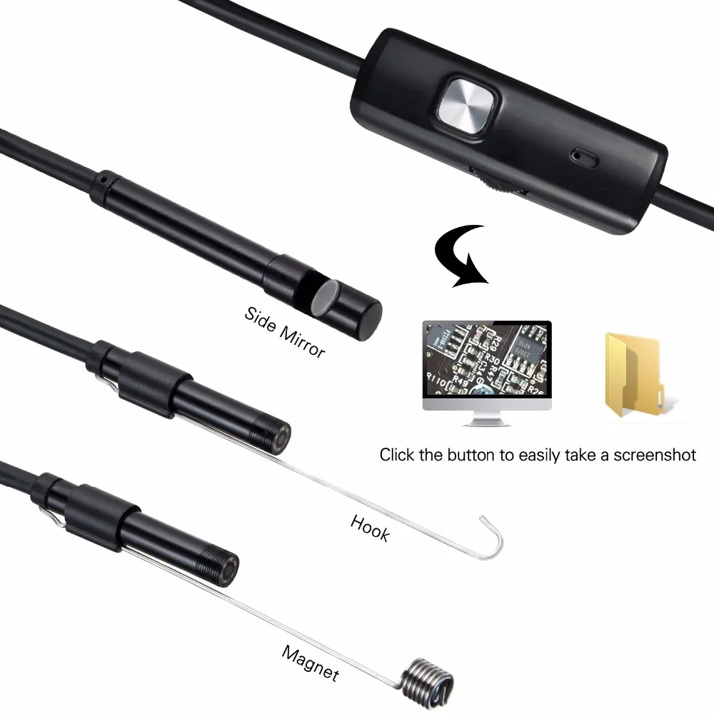 USB C 내시경 카메라, 안드로이드 폰 검사 보어스코프 미니 카메라, 5.5mm, 7mm 렌즈, 1M, 2M 케이블